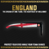 England national team inspired sunglasses by Boravision in white and red fan colors