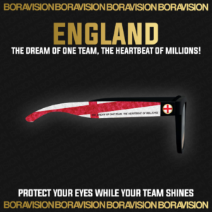 England national team inspired sunglasses by Boravision in white and red fan colors