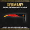 Germany national team inspired sunglasses by Boravision in black, red, and gold fan colors