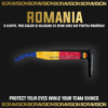 Romania national team inspired sunglasses by Boravision in blue, yellow, and red fan colors