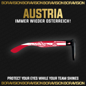 Austria national team inspired sunglasses by Boravision in red and white fan colors