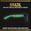 Brazil national team inspired sunglasses by Boravision in green, yellow, and blue fan colors