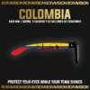 Colombia national team inspired sunglasses by Boravision in yellow, blue, and red fan colors