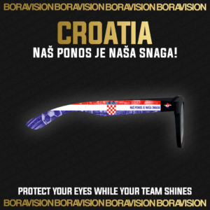 Croatia national team inspired sunglasses by Boravision in red, white, and blue fan colors