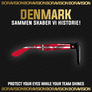 Denmark national team inspired sunglasses by Boravision in red and white fan colors