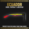 Ecuador national team inspired sunglasses by Boravision in yellow, blue, and red fan colors