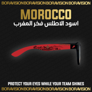 Morocco national team inspired sunglasses by Boravision in red and green fan colors