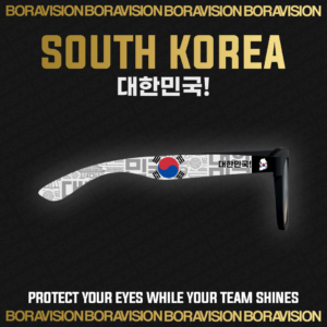 South Korea national team inspired sunglasses by Boravision in red, blue, white, and black fan colors