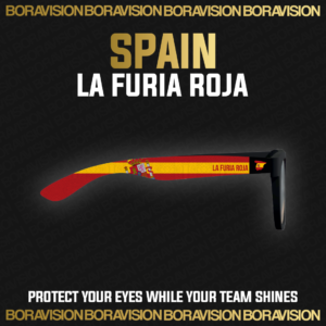Spain national team inspired sunglasses by Boravision in red and yellow fan colors