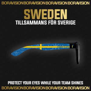 Sweden national team inspired sunglasses by Boravision in blue and yellow fan colors