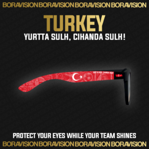 Turkey national team inspired sunglasses by Boravision in red and white fan colors